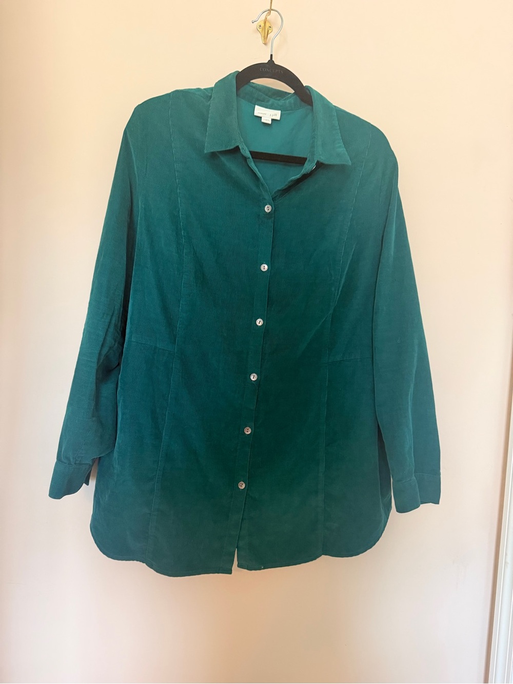 J Jill Teal Button-Front Corduroy Shirt